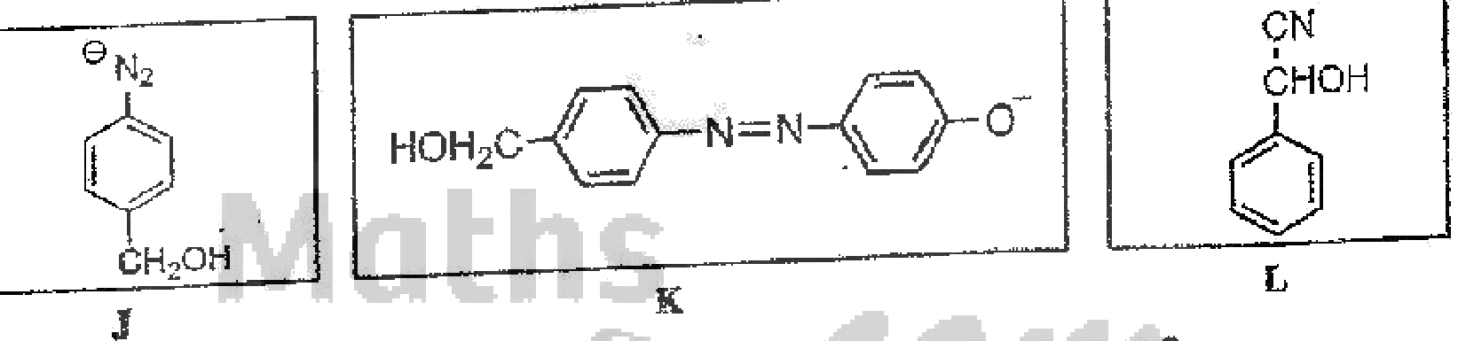 Structures of J, K and L, and reagents V and W (marking scheme)