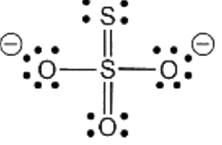 Scheme: Lewis dot-dash structure of S_2O_3^{2−}